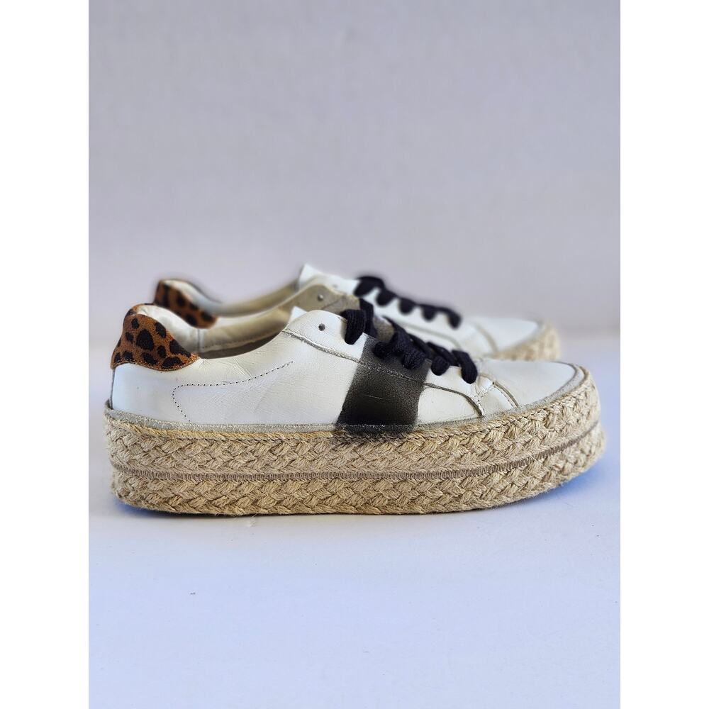 Matisse It Girl Espadrille Sneaker Zebra Print Heel White Black Stripe Sz7 S0080